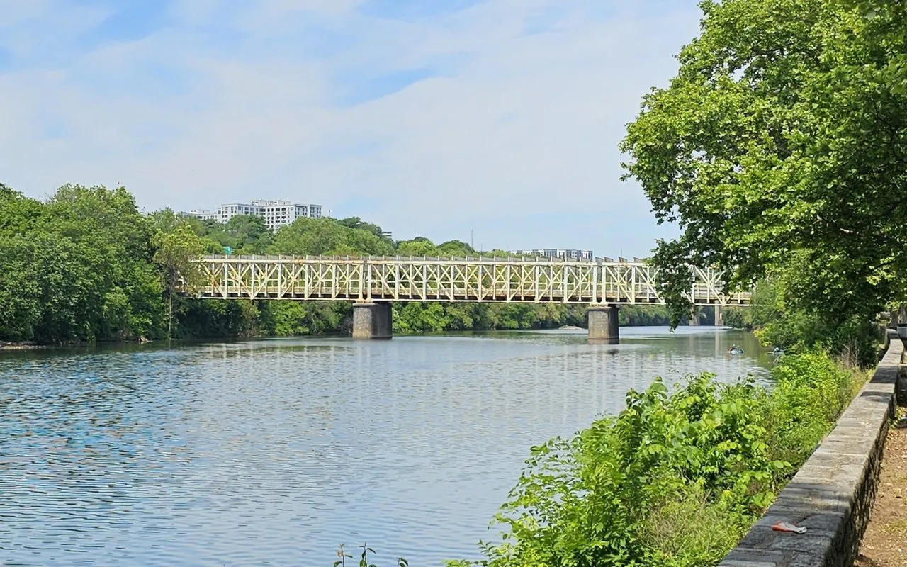 The Falls Bridge crossing the Schuylkill River at East Falls